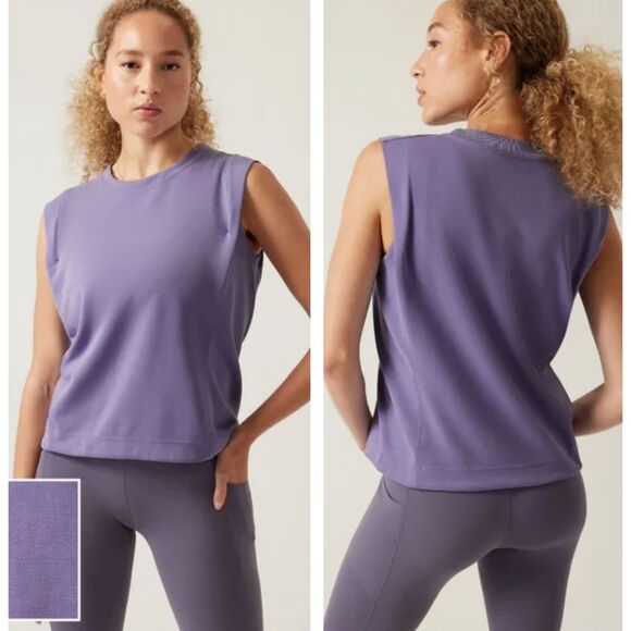 Athleta Seasoft Lavender Tank Top Dusk Purple Sleeveless Shirt Crew‎ Size Small - Picture 1 of 6